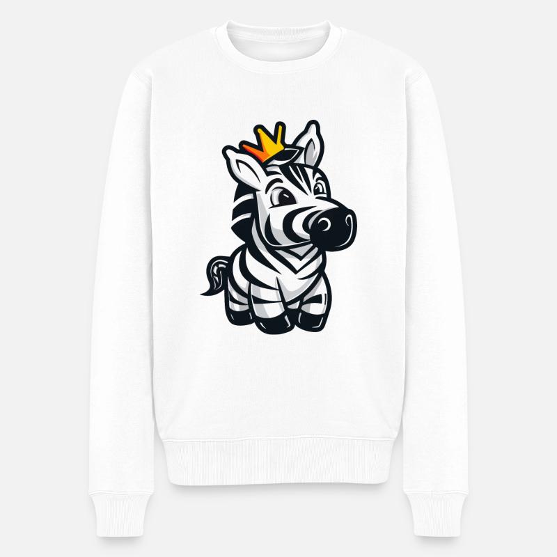 Zebra Comic Crown - Men's Premium Organic Jumper - white