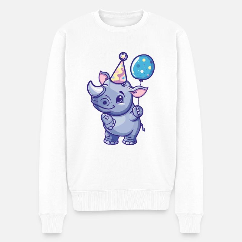 Rhinocéros Anniversaire Bébé - Pull Premium bio Homme - blanc