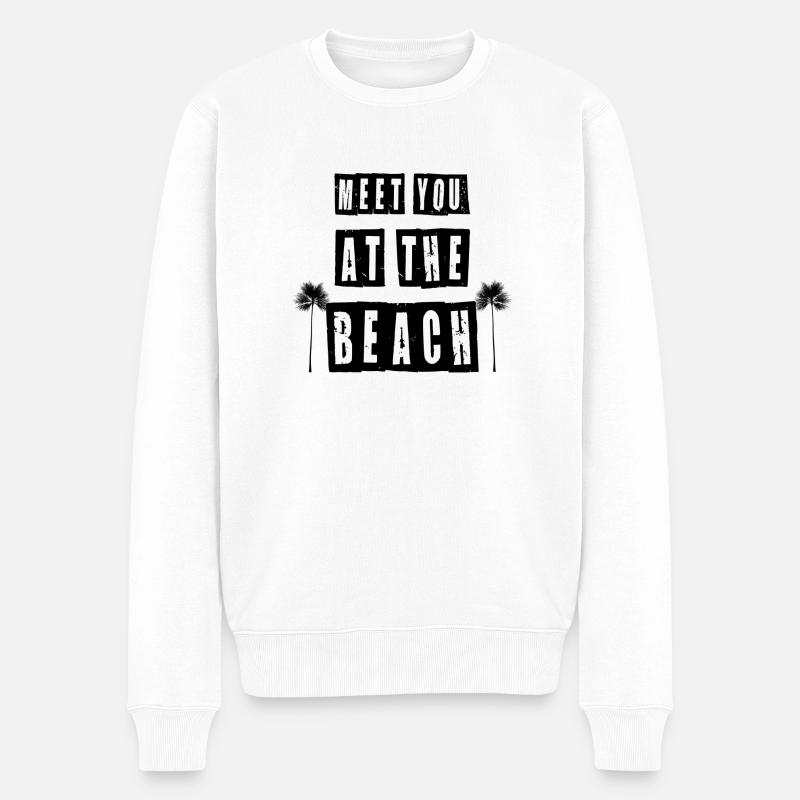 Treffen Sie am Strand - Männer Premium Bio Pullover - Weiß