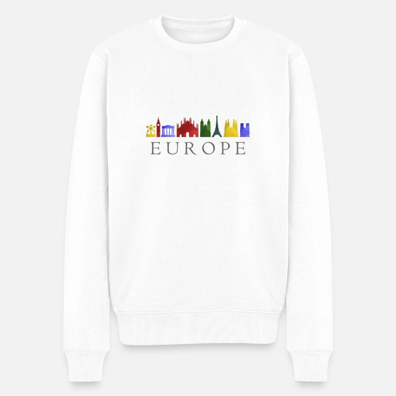 Skyline europa - Männer Premium Bio Pullover - Weiß