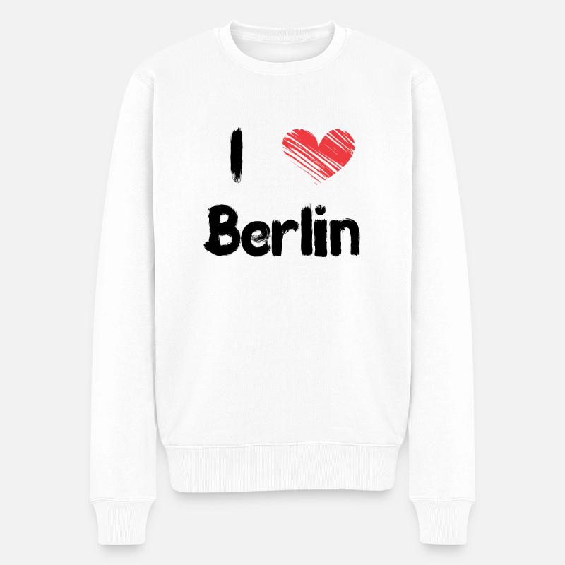 I love Berlin - Männer Premium Bio Pullover - Weiß