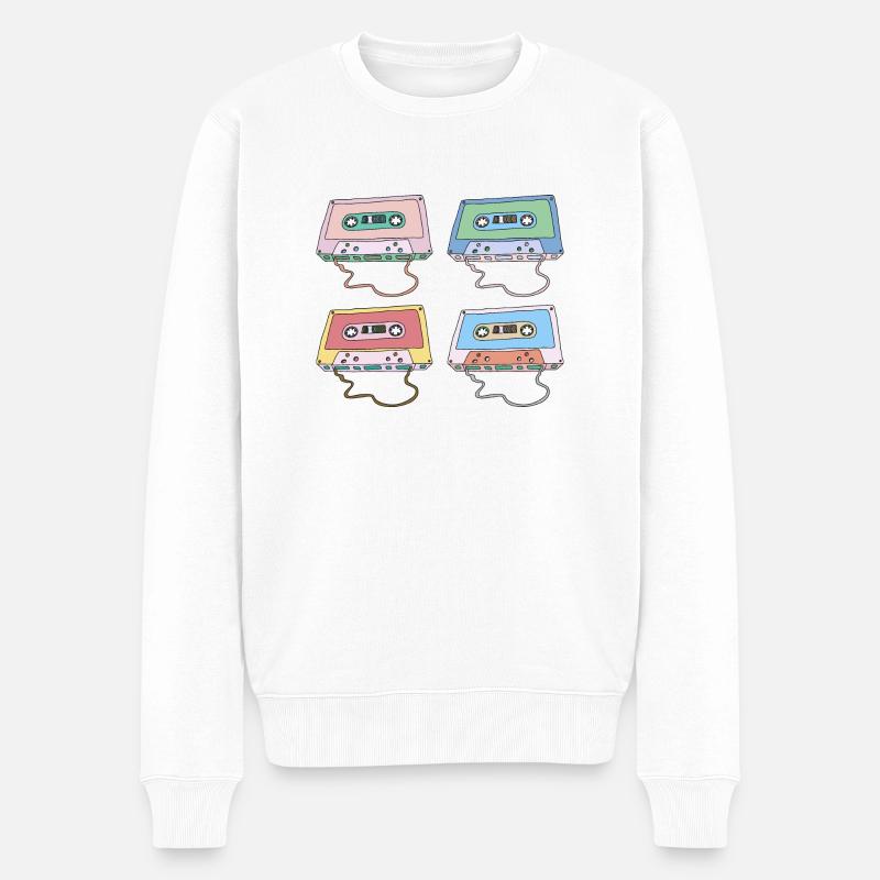 Musikkassette Compact Cassette Magnettonband Retro - Männer Premium Bio Pullover - Weiß