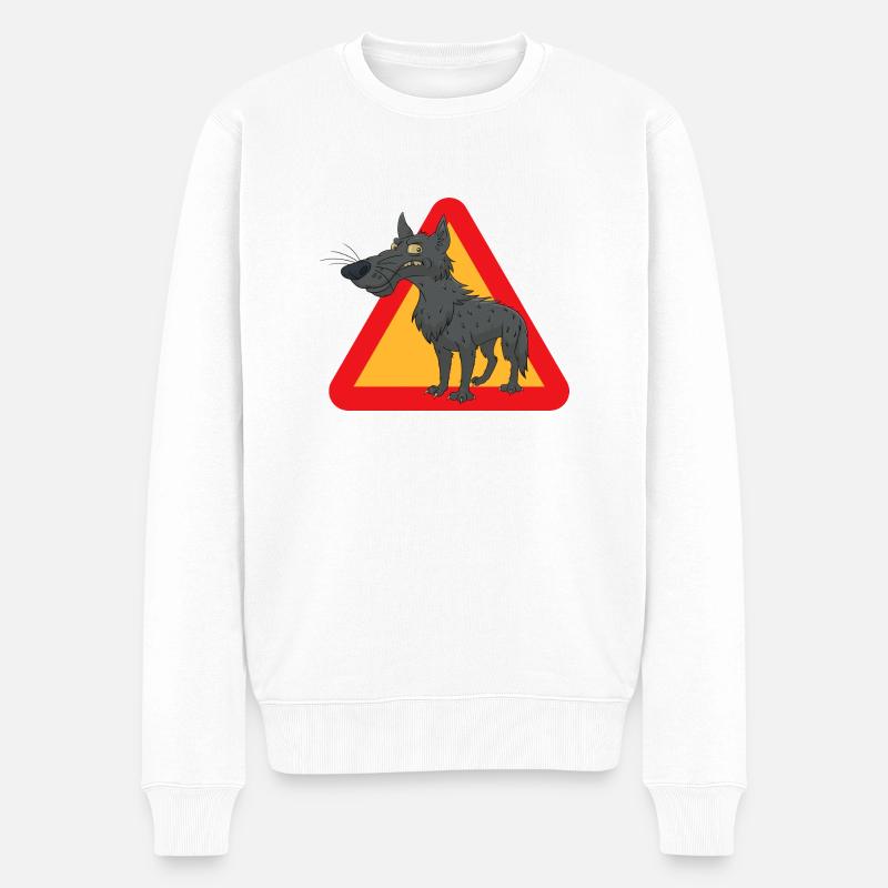 Wolf - Männer Premium Bio Pullover - Weiß