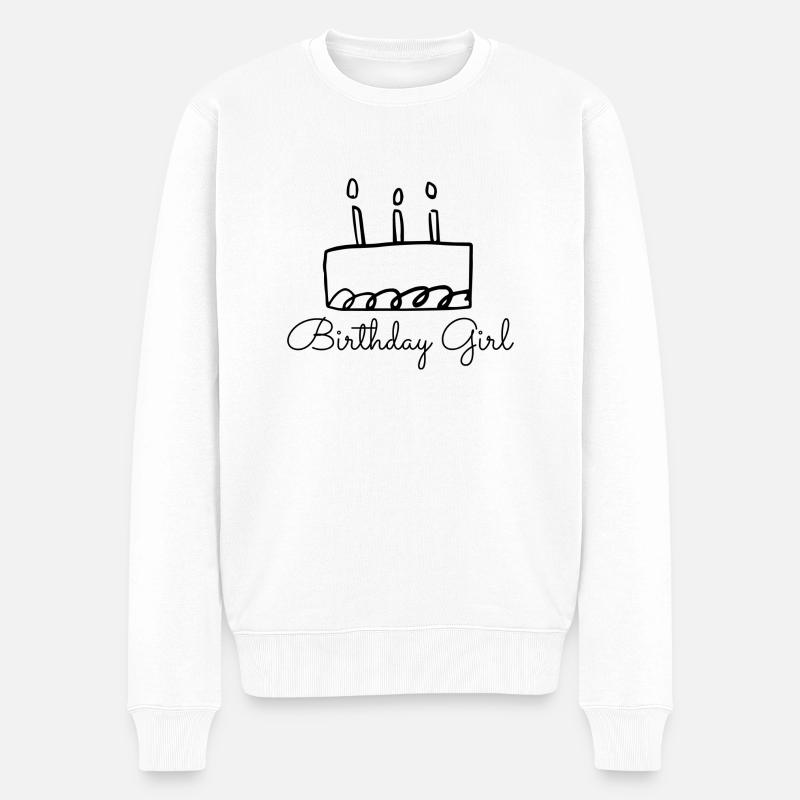 Geburtstagskuchen - Birthday Girl - Männer Premium Bio Pullover - Weiß