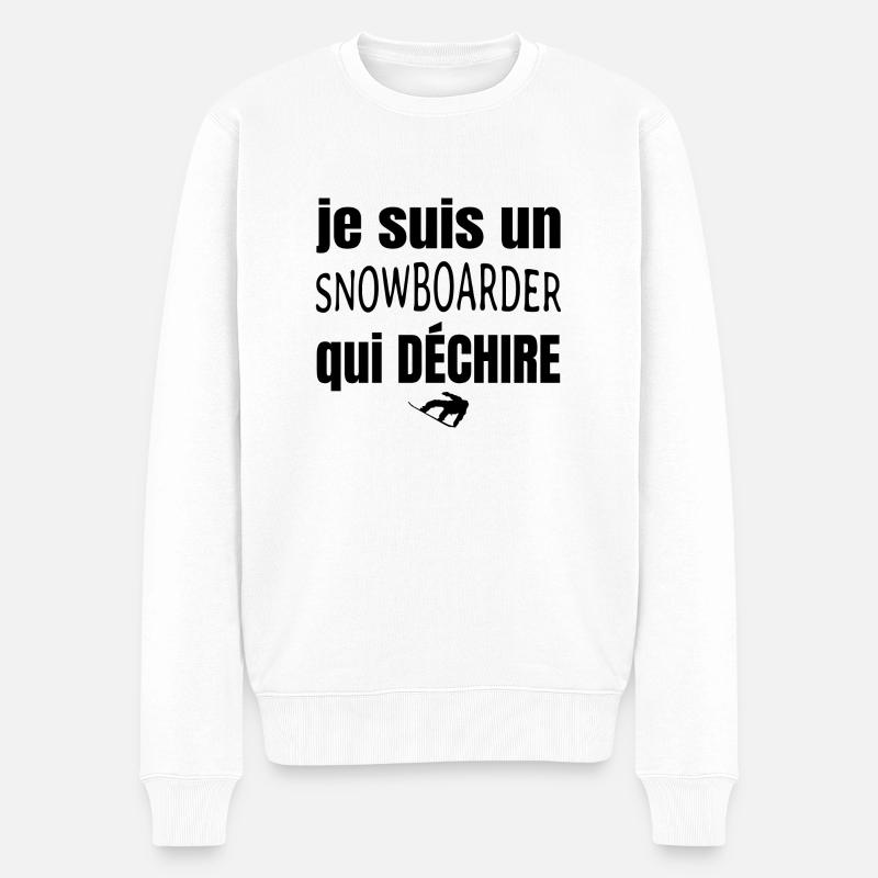 snowboarder qui déchire - Pull Premium bio Homme - blanc