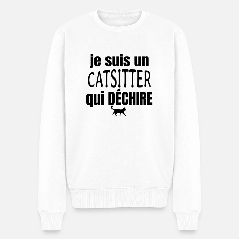 catsitter qui déchire - Pull Premium bio Homme - blanc