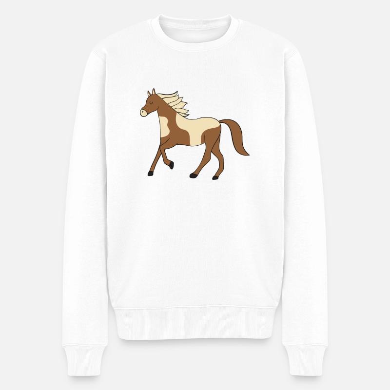Pferd - Männer Premium Bio Pullover - Weiß