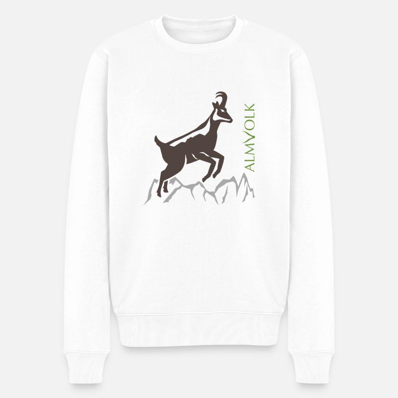 ALMVOLK Gams - Männer Premium Bio Pullover - Weiß