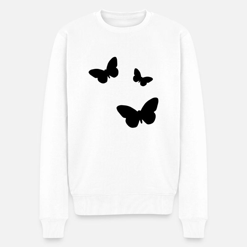 Schmetterlinge - Männer Premium Bio Pullover - Weiß