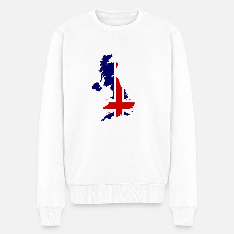 UK / United Kingdom - Männer Premium Bio Pullover - Weiß