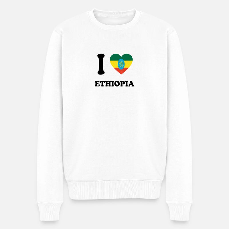 i love home land geschenk ETHIOPIA - Männer Premium Bio Pullover - Weiß