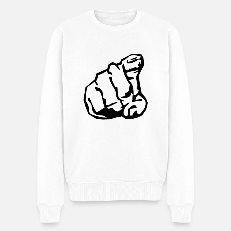 pointing_finger - Männer Premium Bio Pullover - Weiß