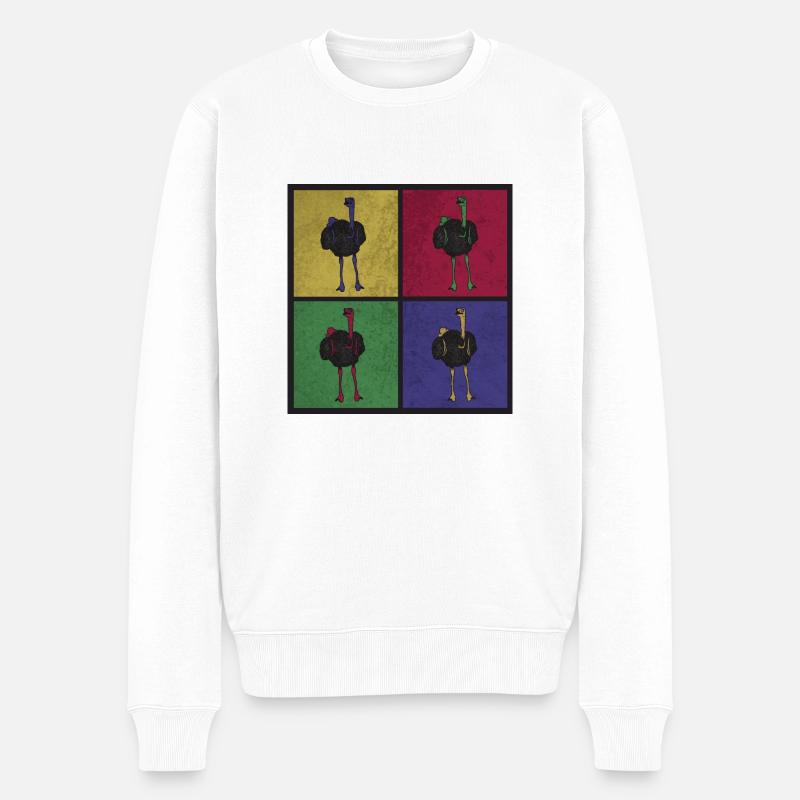Bouquet oiseau pop art - Pull Premium bio Homme - blanc