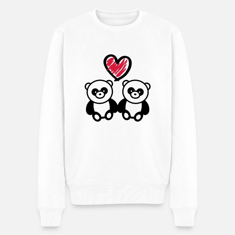 panda_love_r2 - Pull Premium bio Homme - blanc