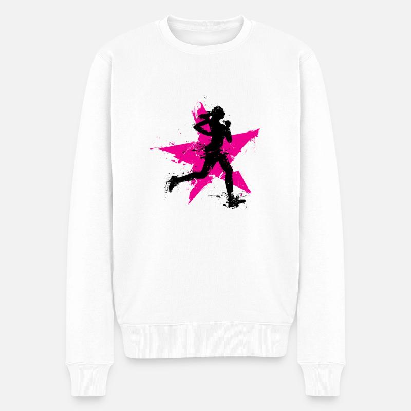 runner female with star - Männer Premium Bio Pullover - Weiß