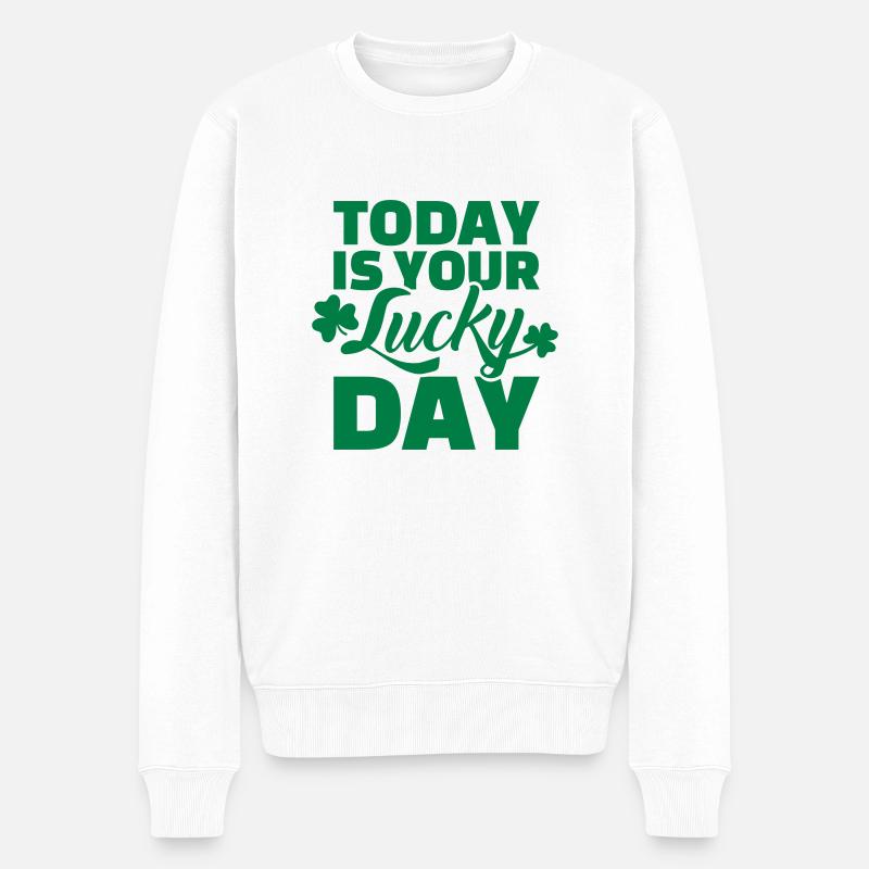 Today lucky day - Männer Premium Bio Pullover - Weiß