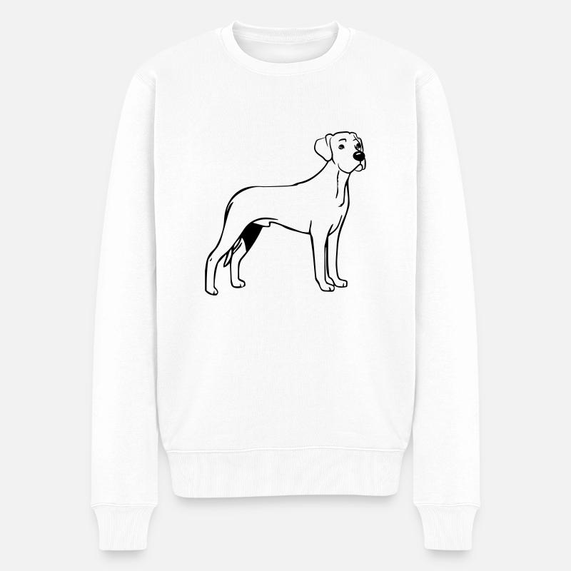 Chien Rhodesian Ridgeback - Pull Premium bio Homme - blanc