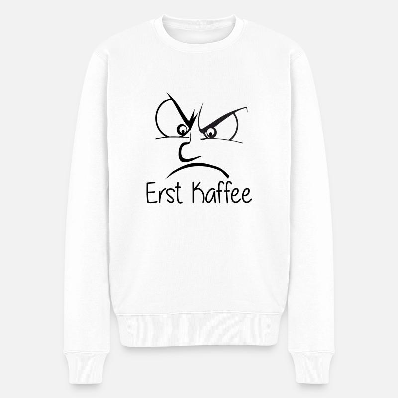 Kaffee / erst kaffee / morgenmuffel - Männer Premium Bio Pullover - Weiß