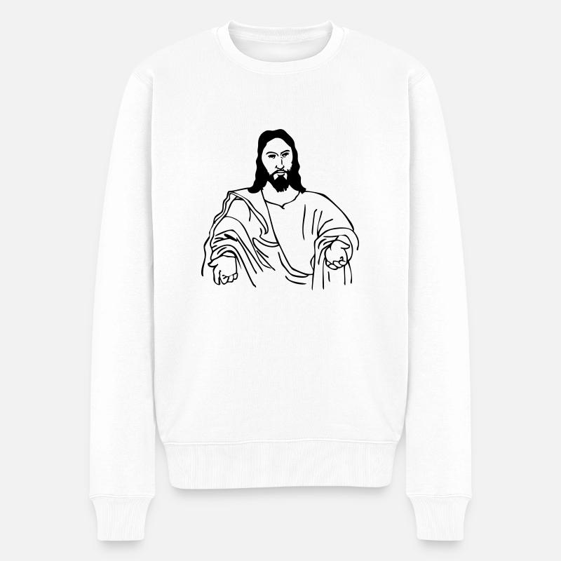jesus - Männer Premium Bio Pullover - Weiß
