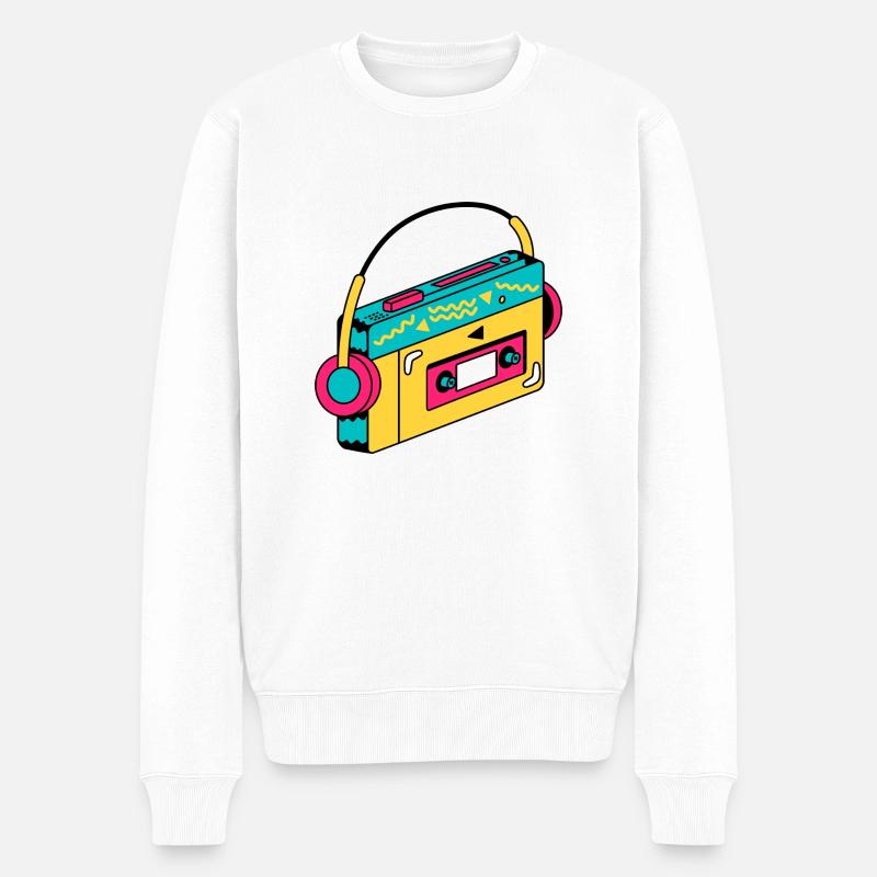 Kassette Walkman - Männer Premium Bio Pullover - Weiß