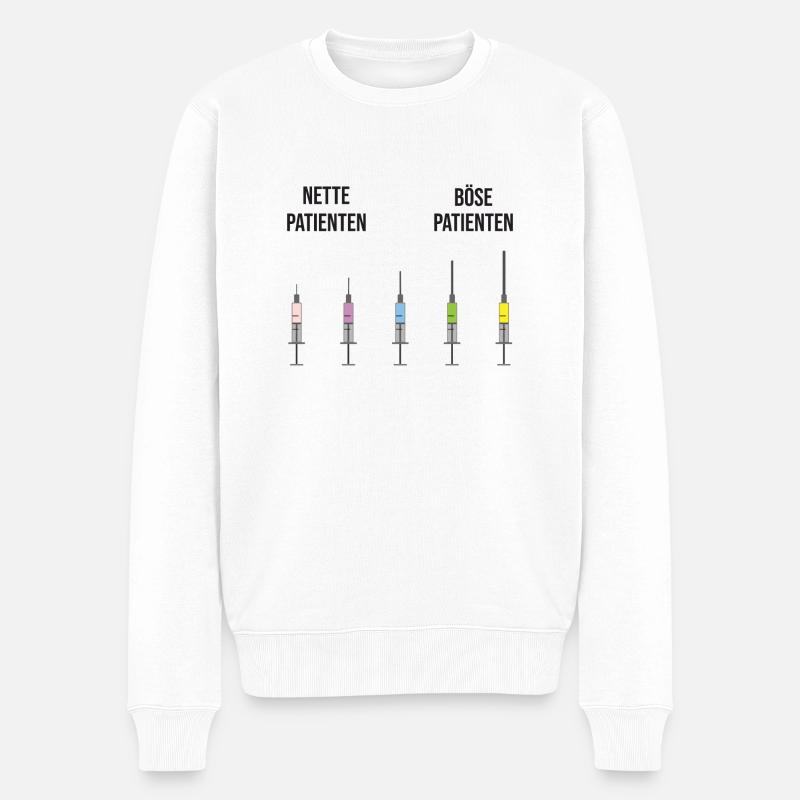 Nette Patienten Böse Patienten Spritze - Männer Premium Bio Pullover - Weiß