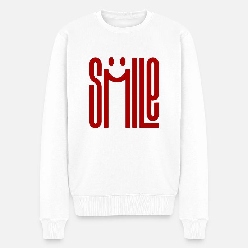 Lächeln - Männer Premium Bio Pullover - Weiß