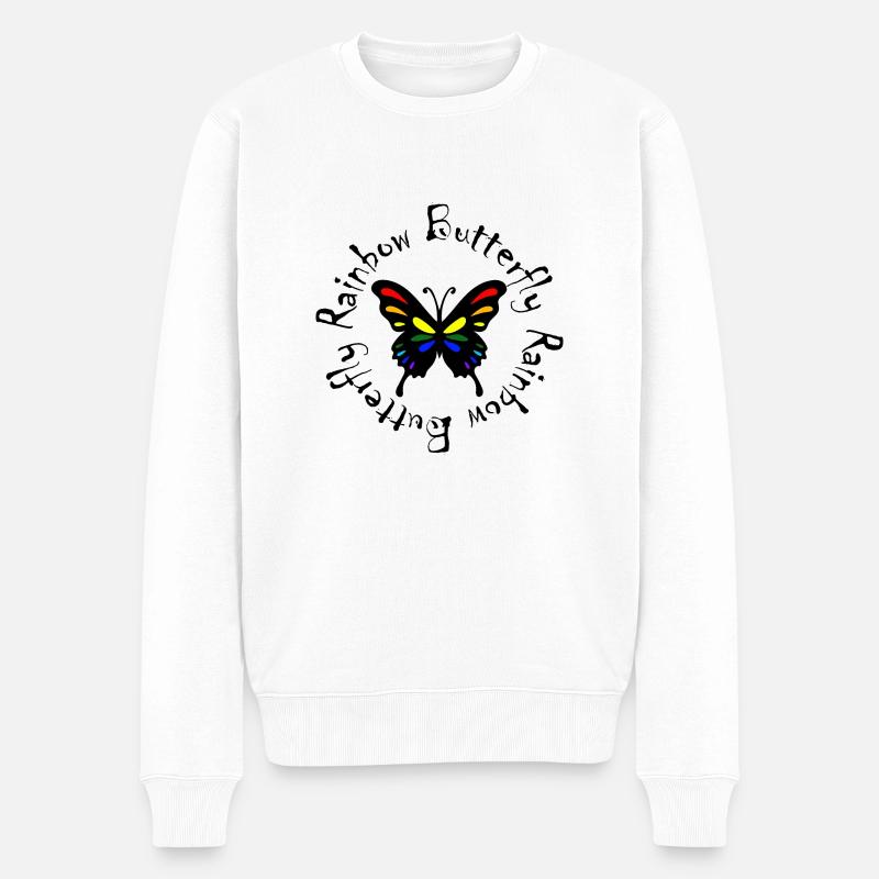 Rainbow Butterfly - Männer Premium Bio Pullover - Weiß