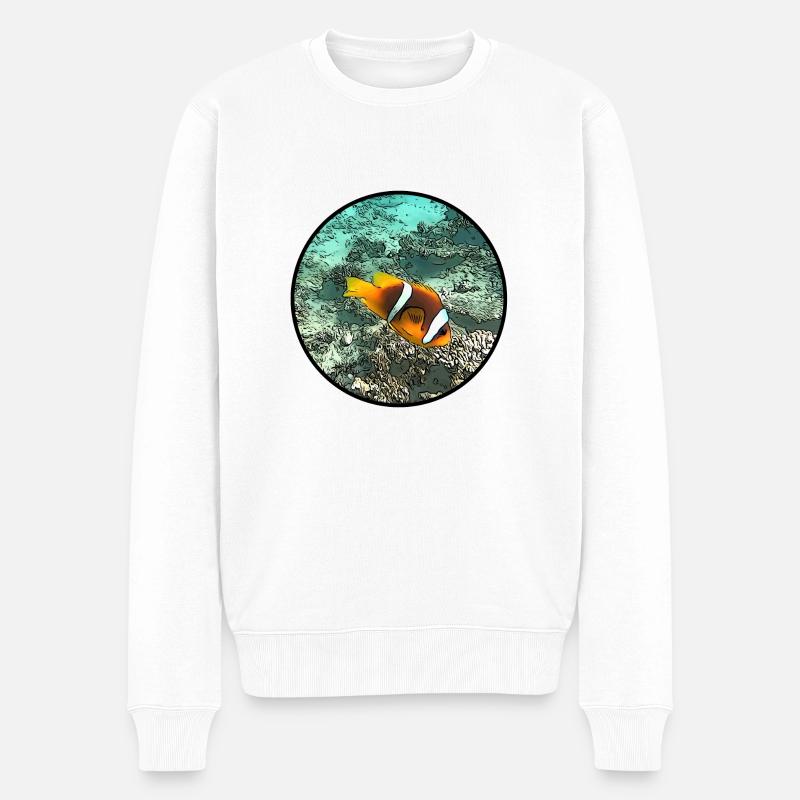 Poisson clown - Pull Premium bio Homme - blanc