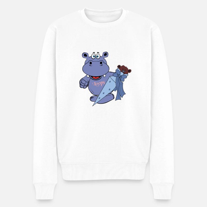 hippo nilpferd einschulung einschulungstüte schule - Männer Premium Bio Pullover - Weiß