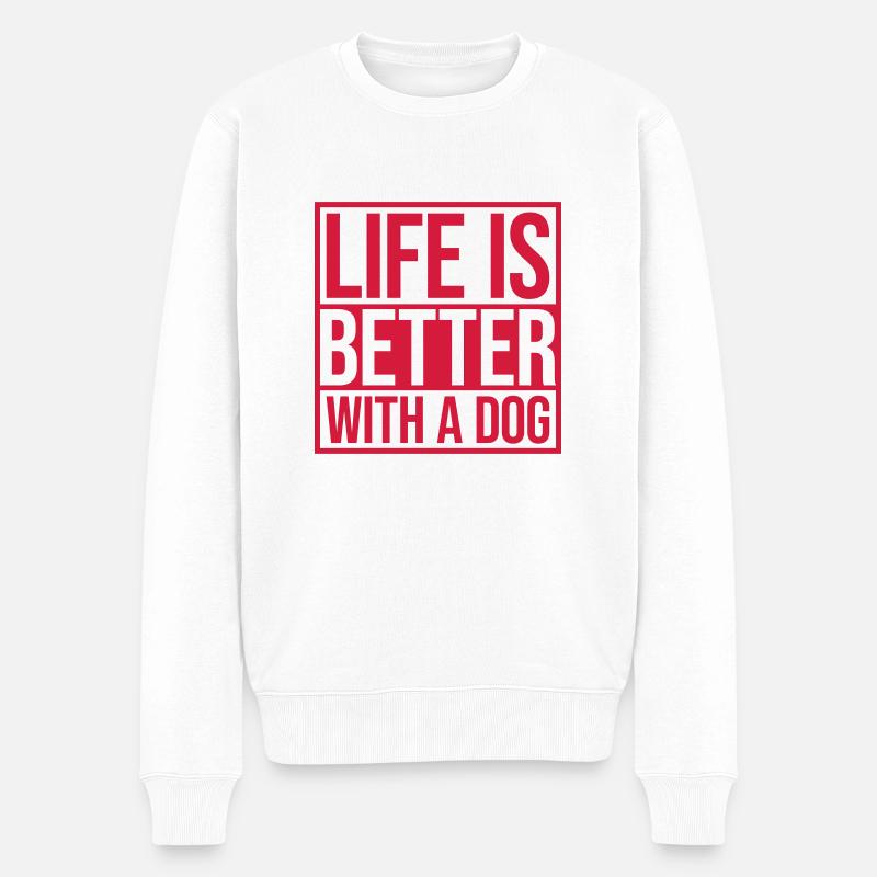 better with a dog - Männer Premium Bio Pullover - Weiß