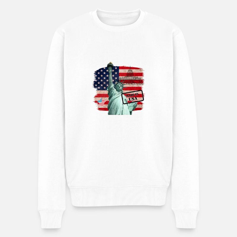 Statue de la Liberté, États-Unis - Pull Premium bio Homme - blanc