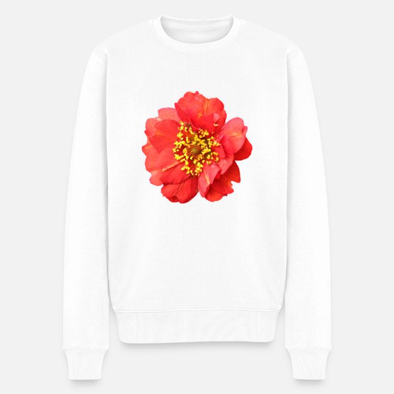 rote Blume Rose - Männer Premium Bio Pullover - Weiß
