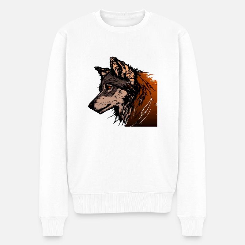 Der Wolf - Männer Premium Bio Pullover - Weiß