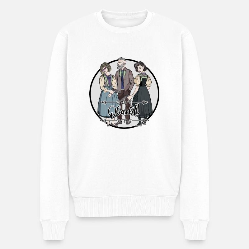 Obacht // Illustration - Männer Premium Bio Pullover - Weiß