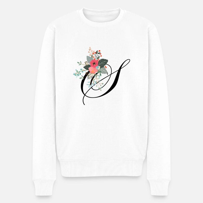 Blumige Buchstaben - Männer Premium Bio Pullover - Weiß