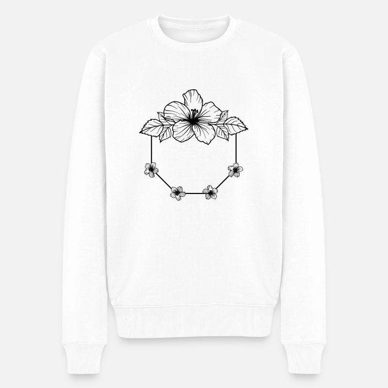 Hibiscus Boho Flower 2 - Männer Premium Bio Pullover - Weiß