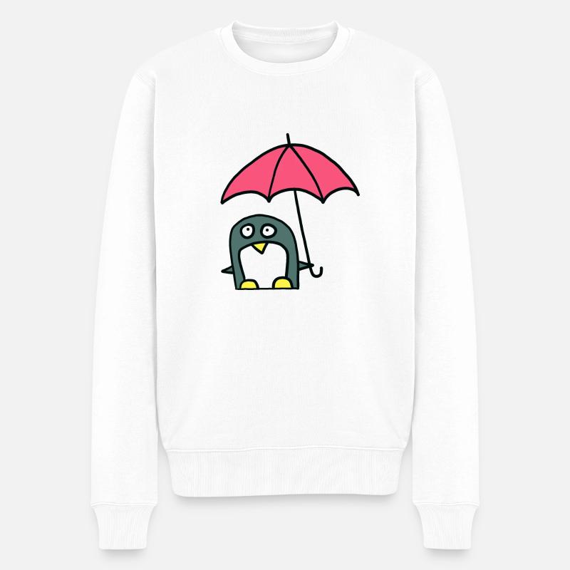 Pingouin avec parapluie - Pull Premium bio Homme - blanc