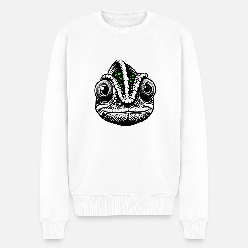Chamäleon - Männer Premium Bio Pullover - Weiß