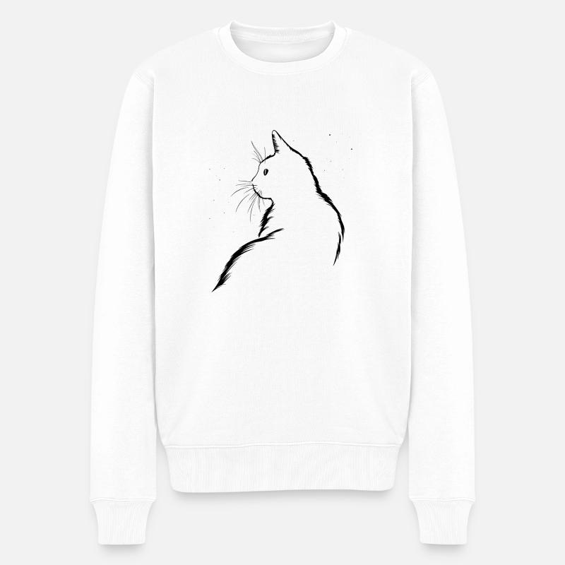 Chat, Motif De Chat - Pull Premium bio Homme - blanc