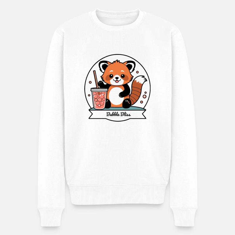 Red Panda Bubble Tea - Männer Premium Bio Pullover - Weiß