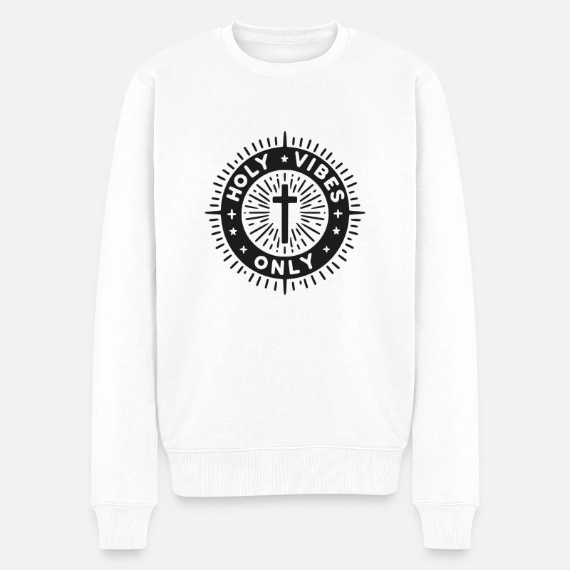 Vibrations sacrées uniquement - Pull Premium bio Homme - blanc