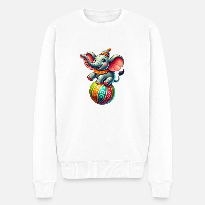 Elefant Zirkus - Männer Premium Bio Pullover - Weiß