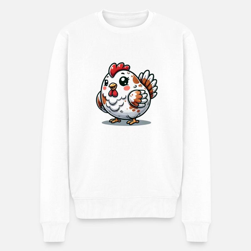 Huhn - Männer Premium Bio Pullover - Weiß