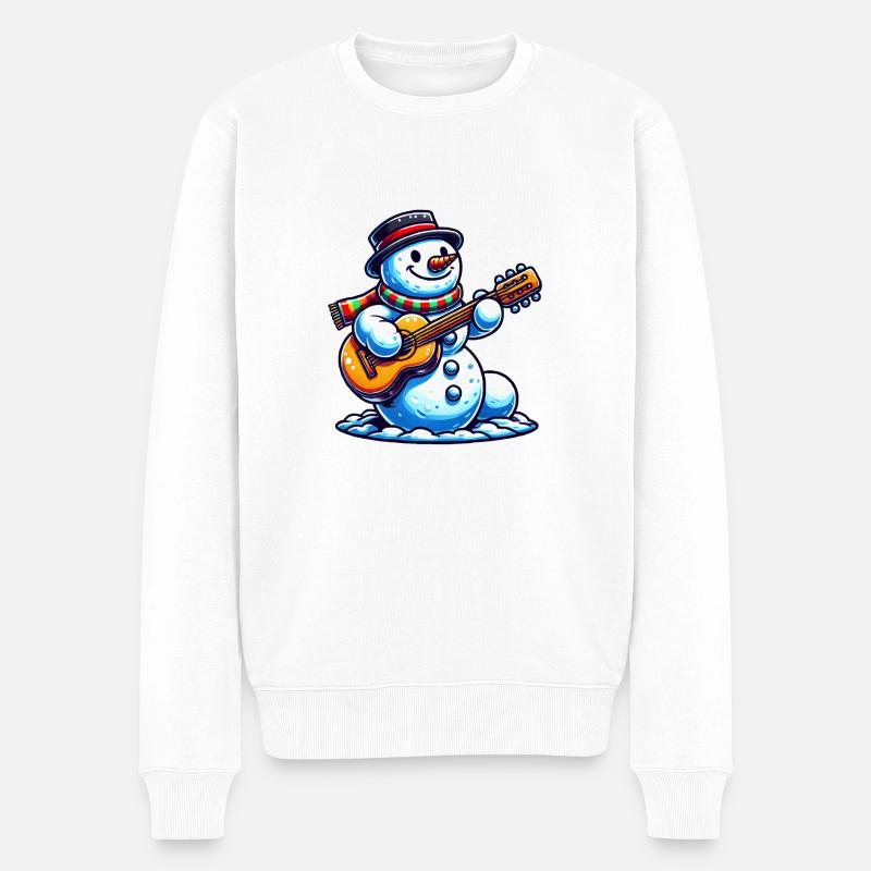 schneemann gitarre - Männer Premium Bio Pullover - Weiß