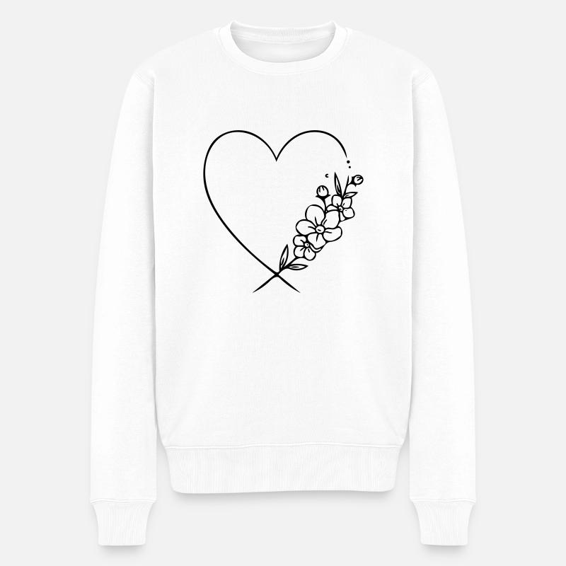 Herz - Männer Premium Bio Pullover - Weiß