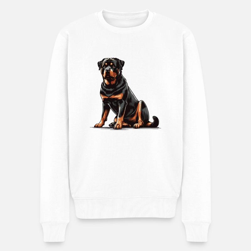 Rottweiler - Männer Premium Bio Pullover - Weiß