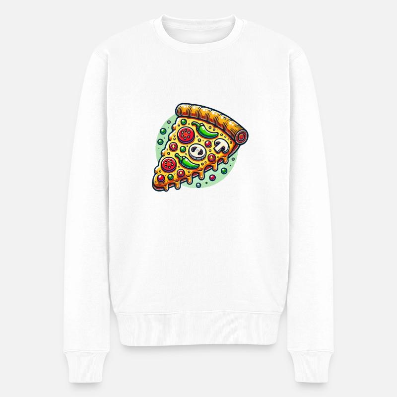 Pizza - Männer Premium Bio Pullover - Weiß
