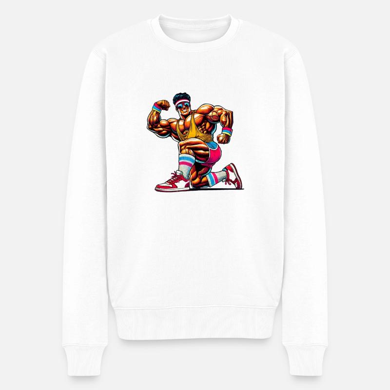 bodybuilder - Männer Premium Bio Pullover - Weiß