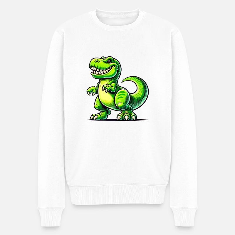 Dinosaurier T-Rex - Männer Premium Bio Pullover - Weiß