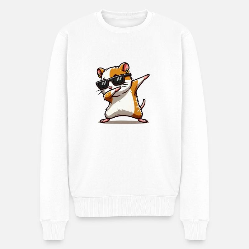 hamster dabbing - Männer Premium Bio Pullover - Weiß